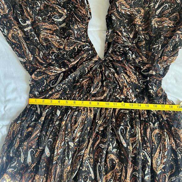 Miss Me Womens Boho Chiffon Paisley Printed Mini Dress Brown Size Medium - Picture 6 of 6